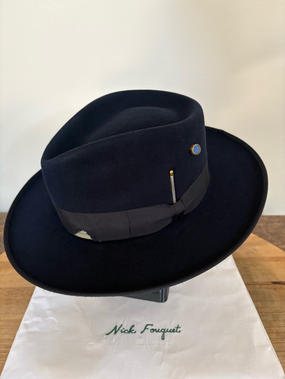 Nick Fouquet Deep Navy beaver Felt Fedora.